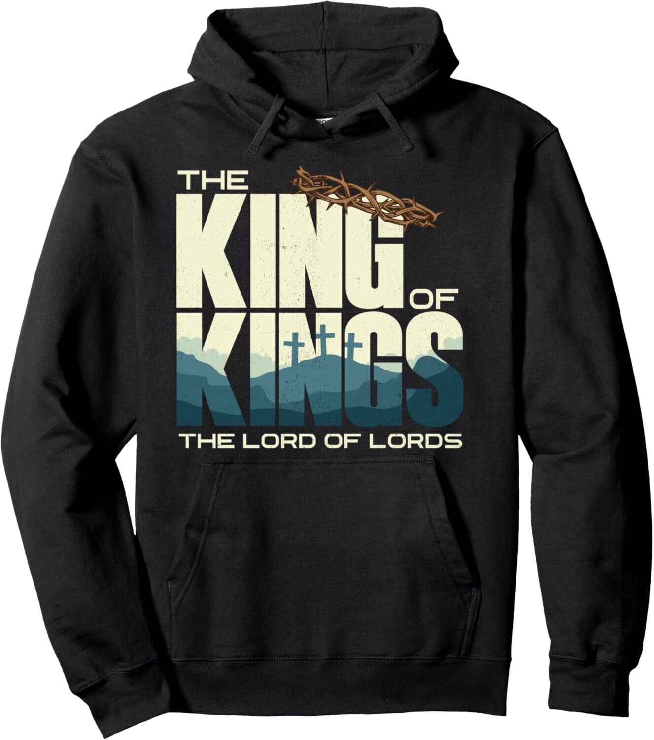 Hoodie for Mens Womens Jesus is the King of Kings Crucifixion Cross Crown Gospel Pullover Hoodie Graphic Hoodies sweatshirt Pullover Long Sleeve