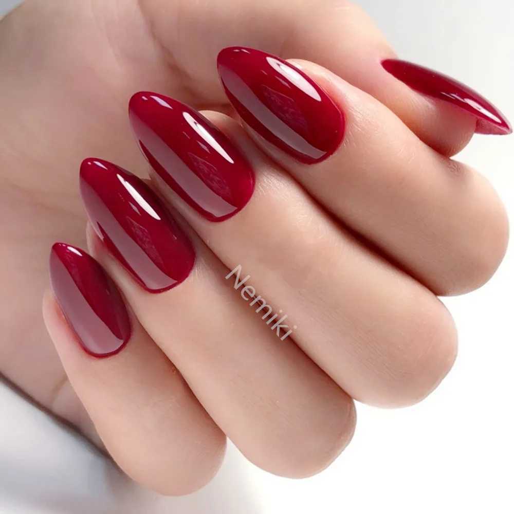 DIY Faux Ongles Shiny Natural Short Stiletto False Nail Artificial Press On Fake Nail Fingertips Manicure ToolXJ241025