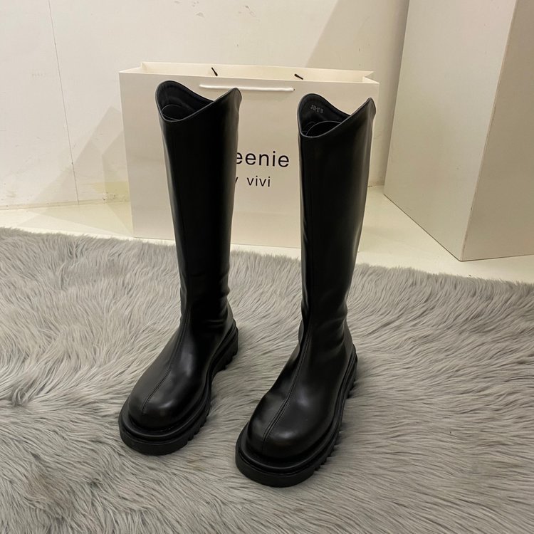 2024 Women's Designer V-Mouth Knee-High Boots, Enhanced Height, White 8100
