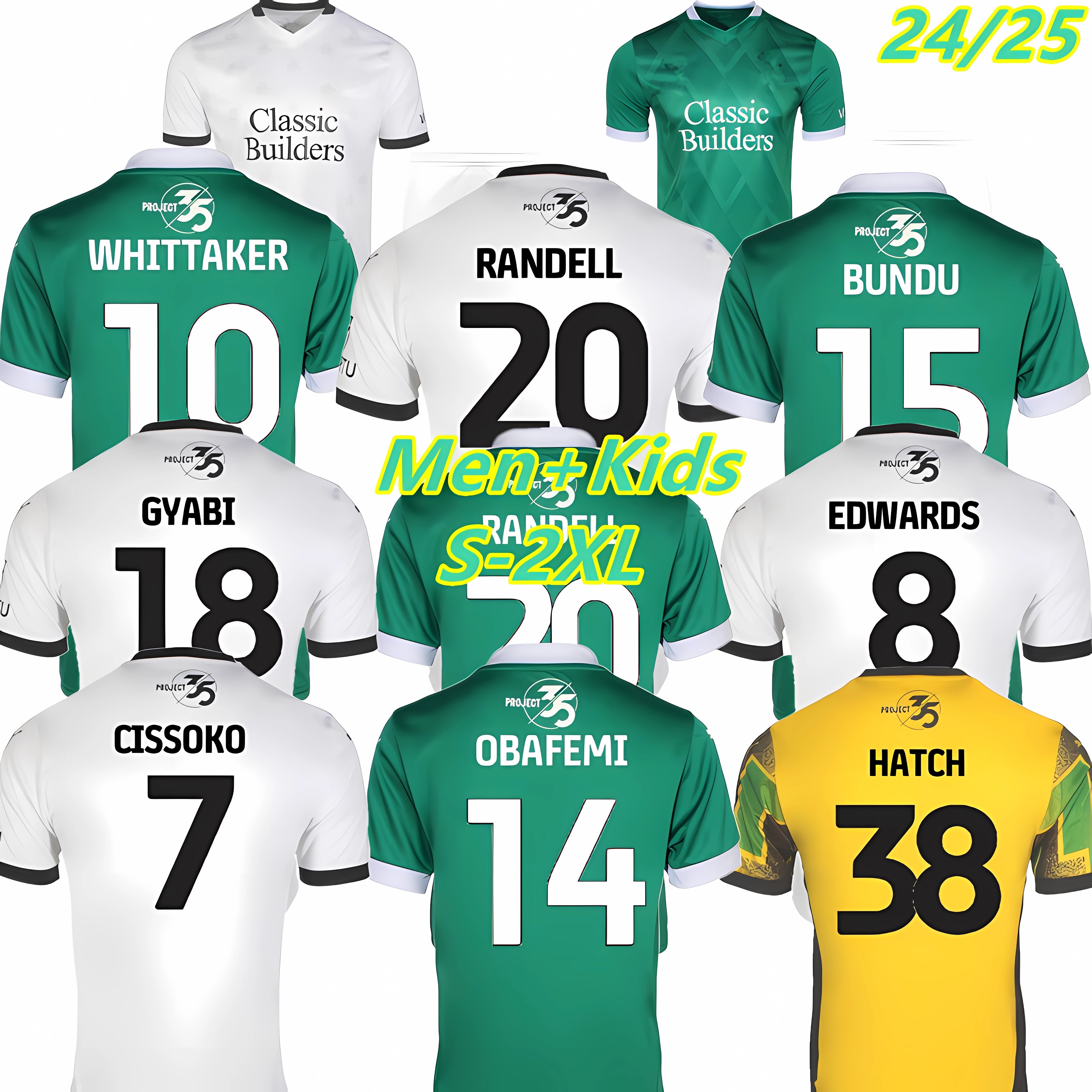 24 25 26 PlymouthS Argyle Men Soccer Jerseys kit 2024 2025 2026 Soccer Wright Houghton Edwards Butcher Gibson Scarr Pleguezuelo Mumba Hardie Home Away Soccer shirt