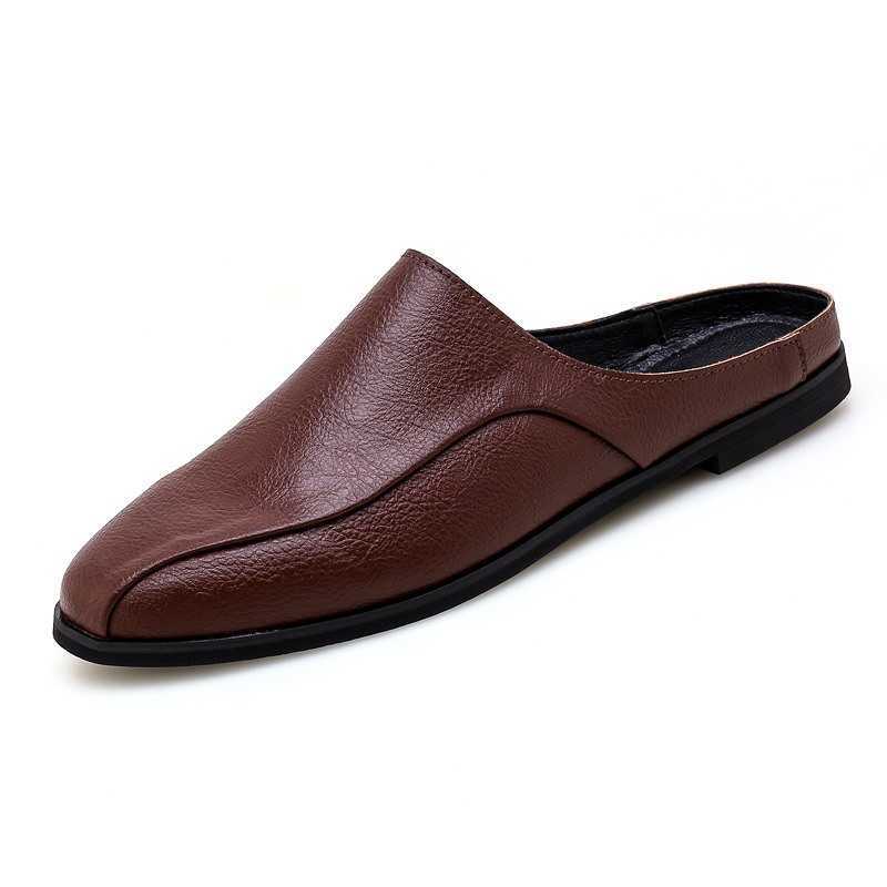 Men Dress Shoes Summer Mens Small Leather Shoes Fashion Casual Shoes One Step Lazy Half Slippers Dressing Slipper 241009