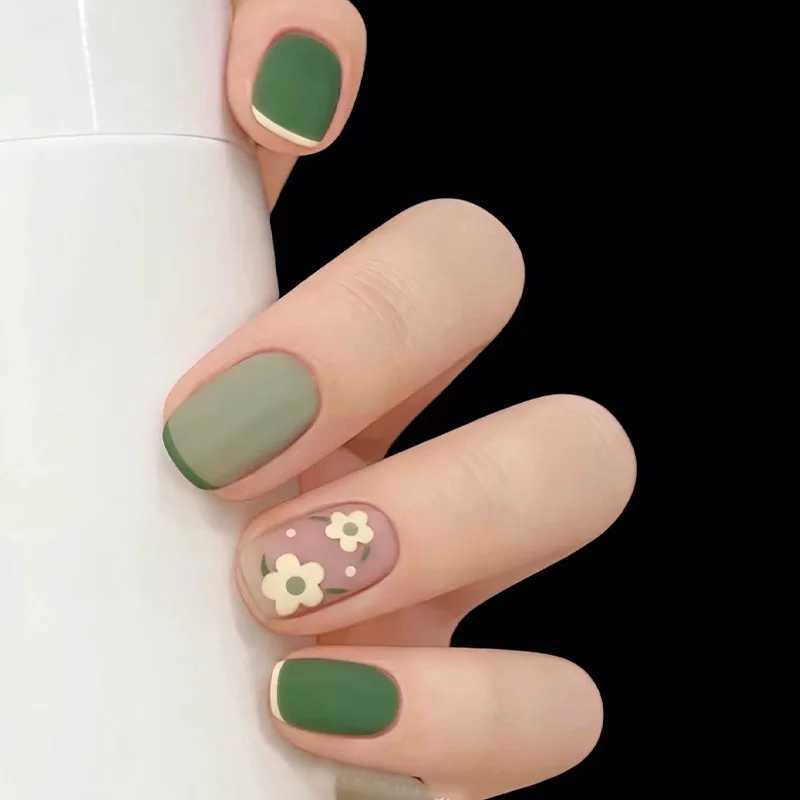 24pcs short square fake nails for women cute bride heart white french tips faux ongles y2k press on false nail supplies nail kitXJ241025