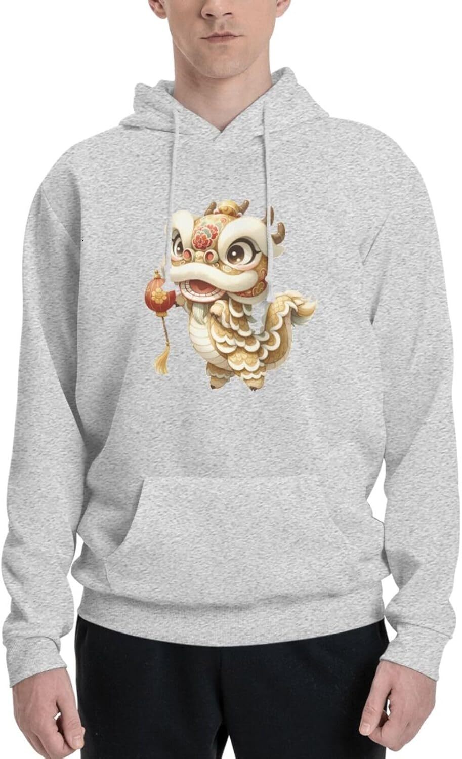 Hoodie for Mens Womens Funny Cartoon Chinese Dragon Print Hoodie Animals Lovers Pullover Hoodies Sweatshirt Clothing Graphic
