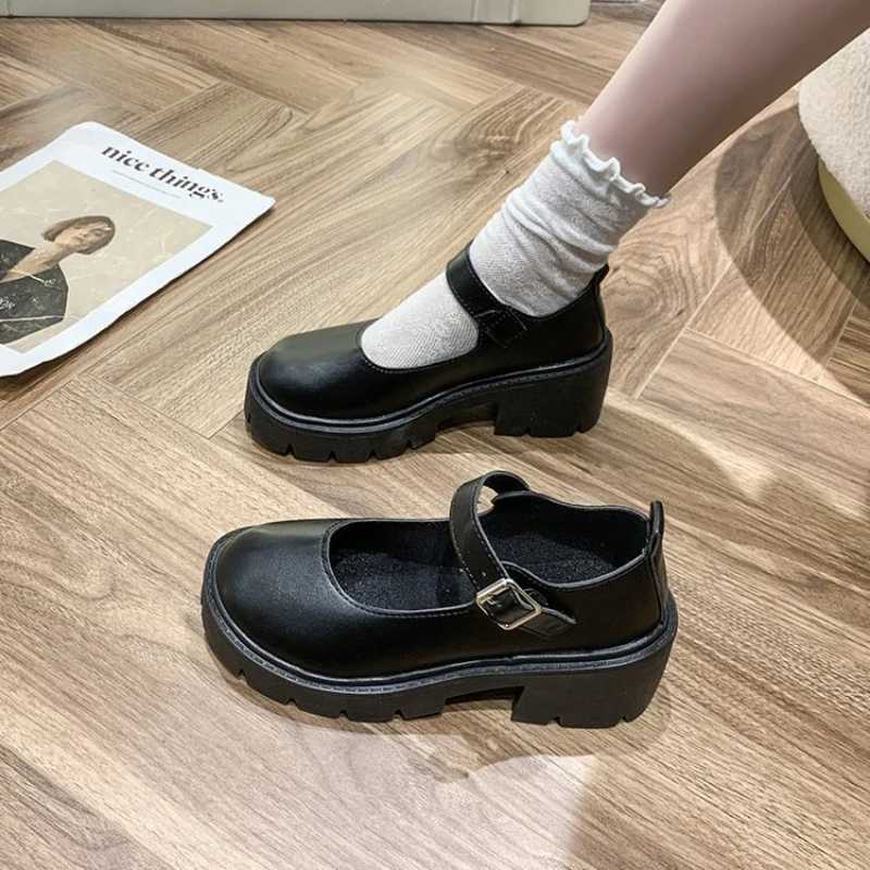 High Quality Lolita Shoes Japanese Style Platform Black High Heels fi Round Toes Mary Janes Leather Shoes Female Student Role Playing Shoes T241024