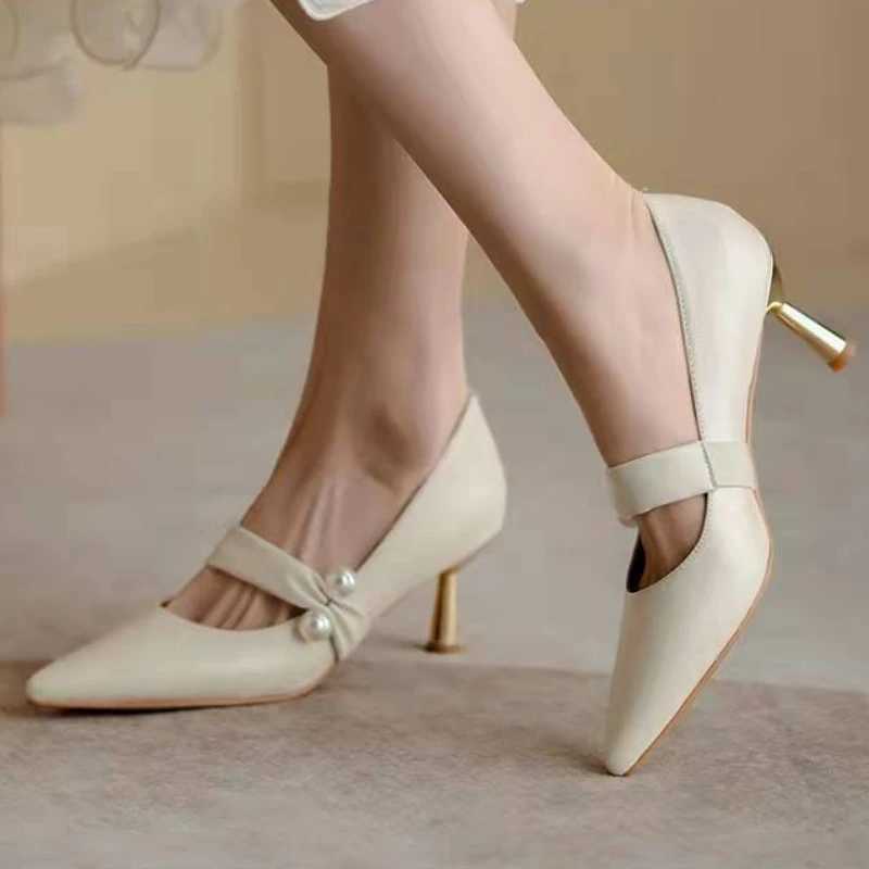 High Quality New Summer Fi Pointed Toe Pearl Shoes Womens High Boots Table Tennis Sexy Womens Sandals White Womens Shoes T241024