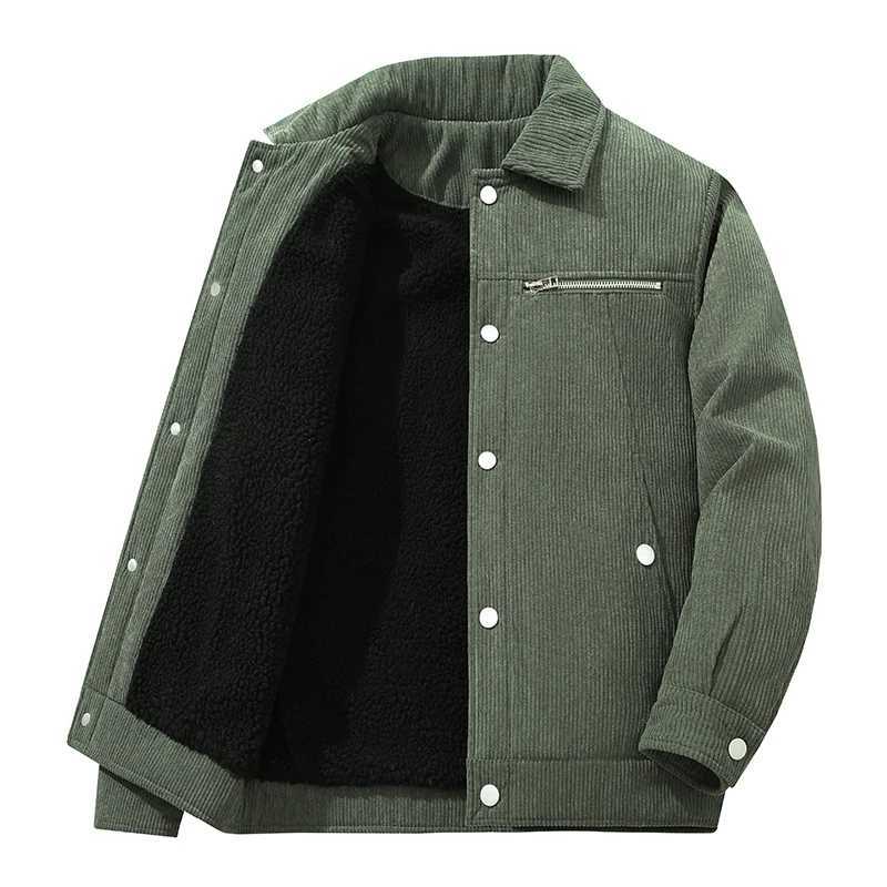 Mens winter jacket retro when Corduroy jacket Lambswool loose lining winter jacket truck cargo workwear LTI pocket jacket W241024