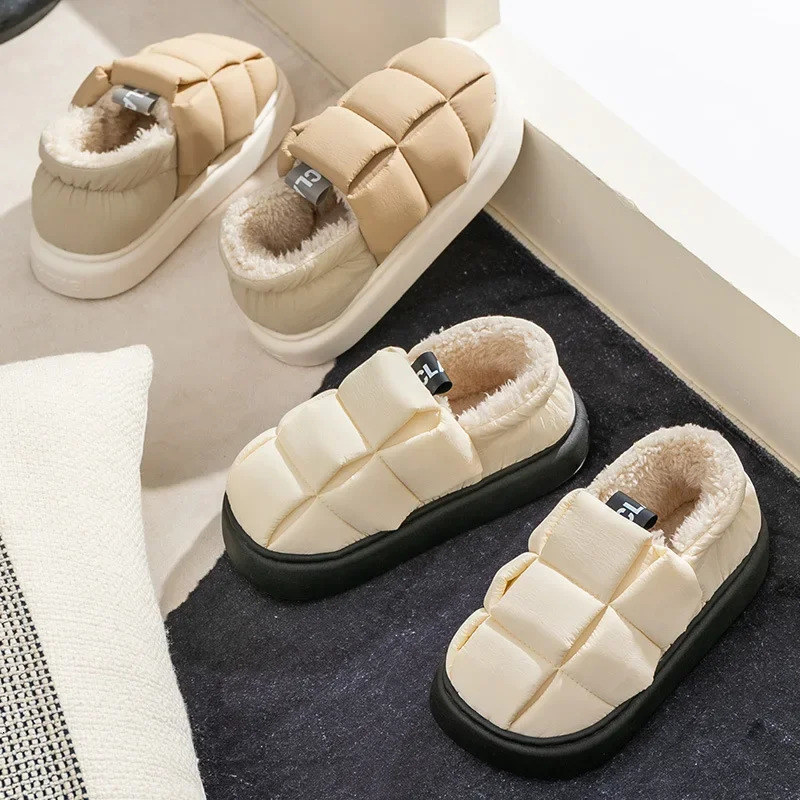 2024 Winter Warm Cotton Slippers Waterproof Snow Boots Indoor Slippers Soft Flat Mens Shoes Womens Shoes Slippers 241024