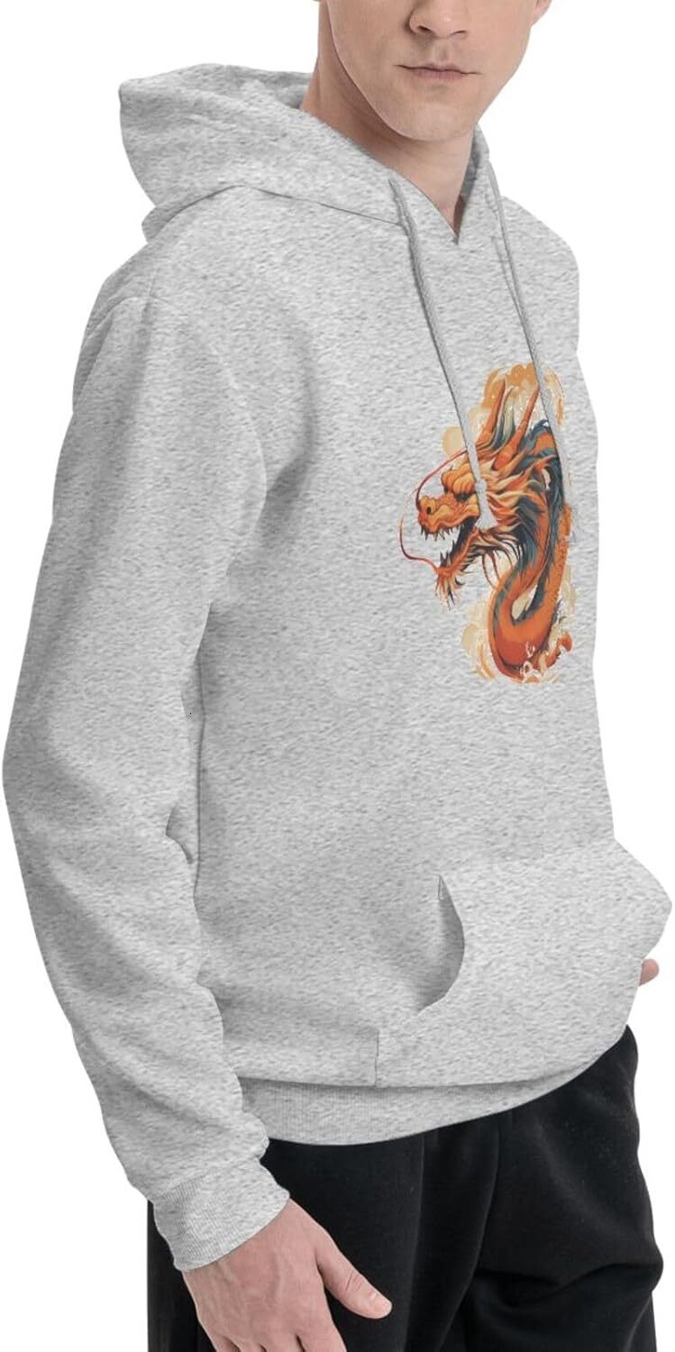 Hoodie for Mens Womens Funny Cartoon Chinese Dragon Print Hoodie for Women Men Animals Hoodies Sweatshirt Clothing Leisure warmth