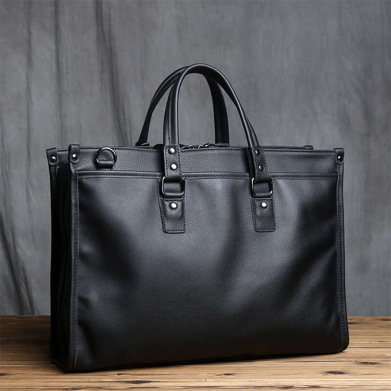 Genuine Men Briefcase Natural Cowhide Casual Handbag Soft Leather Business Shoulder Bag For 16 Inch Laptop