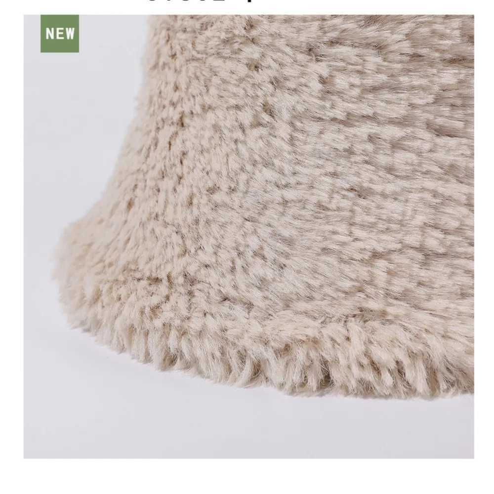 Hat Winter Thickened Plush Bucket Cap Women Outdoor Windproof Warm Ear Protection Basin Caps Solid Color Knitted Fisherman HatsX241025