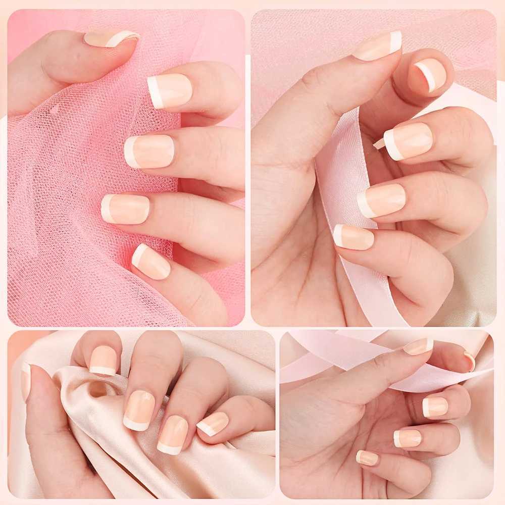 120pcs French Tip Press on Nails Short S 12 sizes French Fake Nails Acrylic False Nails Kit Including 12 Size False NailsXJ241025