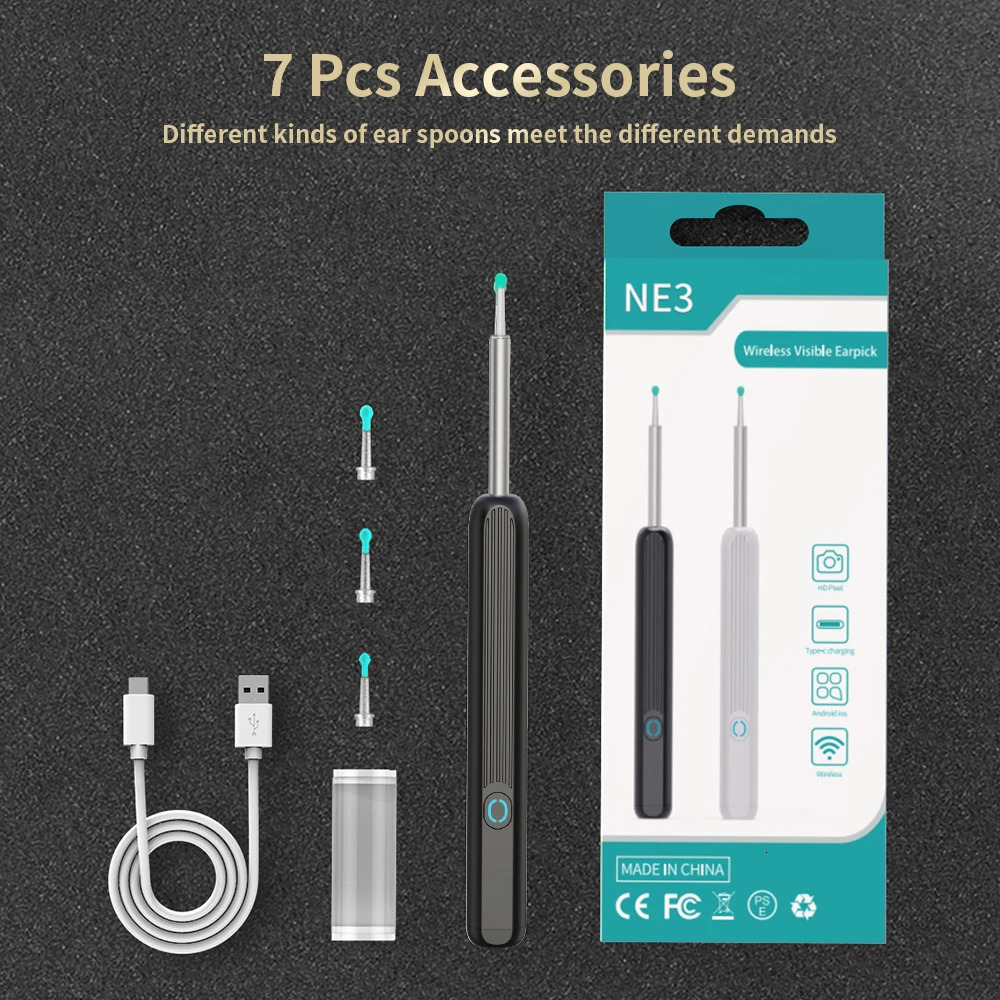 Smart Visual Ear Cleaner HD Ear Sticks Otoscope USB C Charging Endoscope Wax Removal Tool Earpick MIni Camera Health Care Set 241024