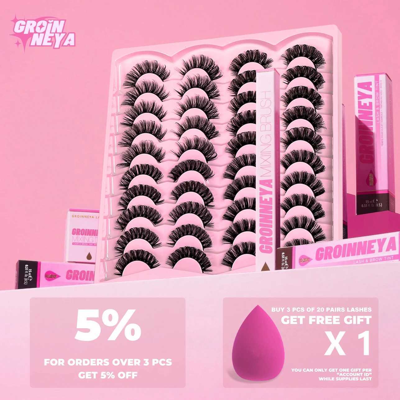 Groinneya Russian Strip Eyelash 5/20 3D Mink Eyelash Natural Eyelash Dramatic False Eyelash Wholesale Eyelash ExtensionW241024