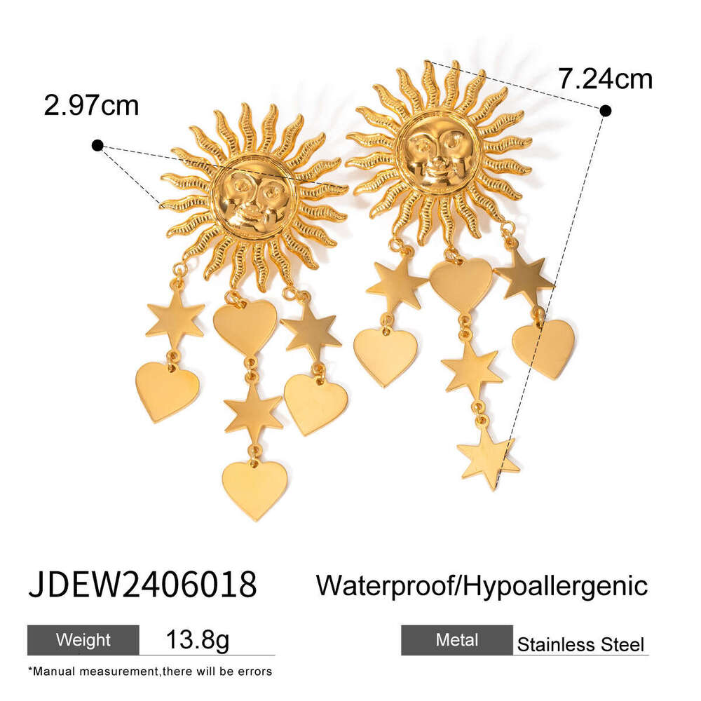 Stainless steel tassel earrings titanium steel star earrings high quality non-fading
