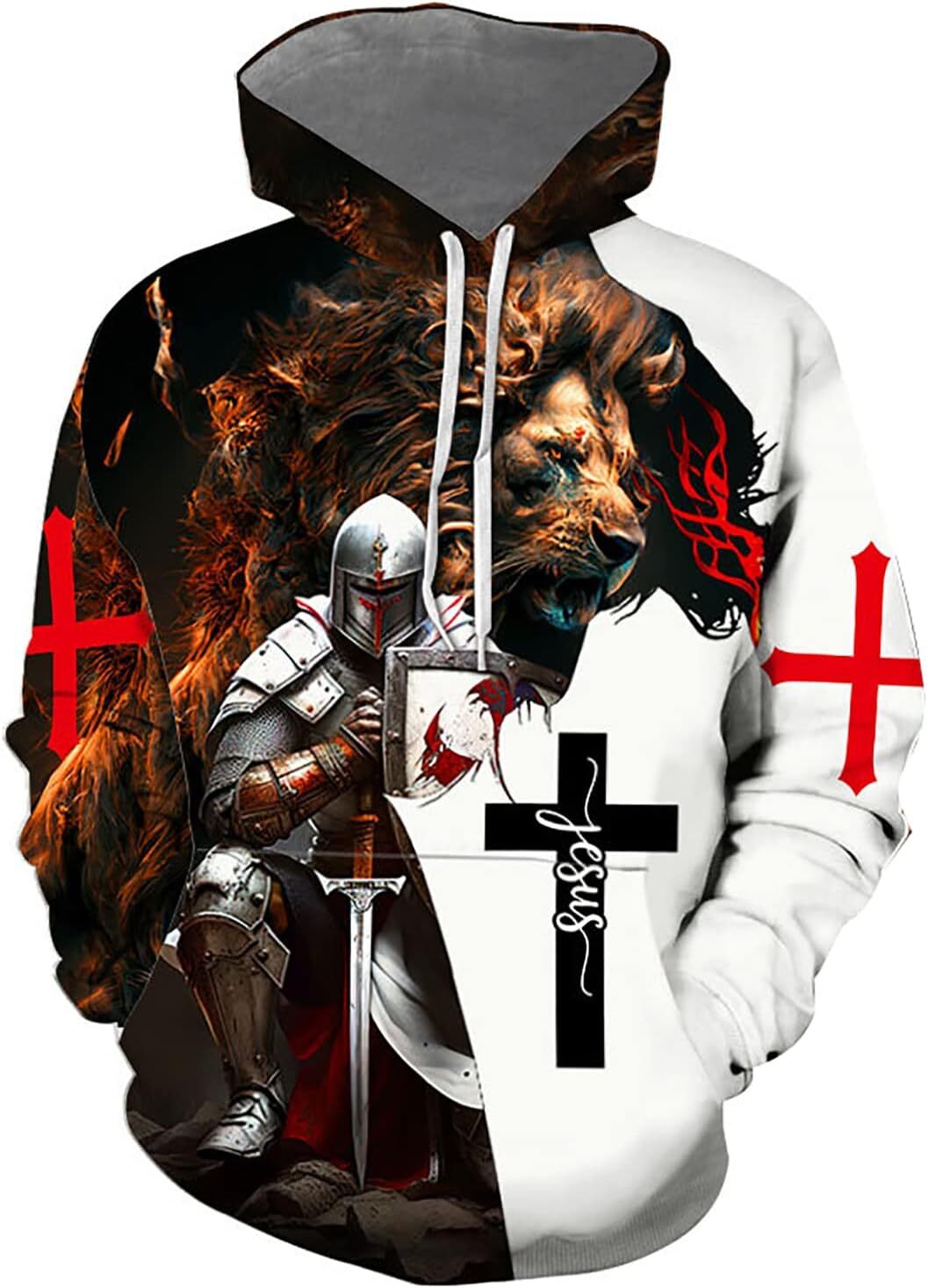 Hoodie for Mens Womens Knight Templar 3D Hoodies Pullover,Knight Templar Pattern Zip Hoodie,Knight Templar Lover all Gift Hoodie Graphic all-match Lon