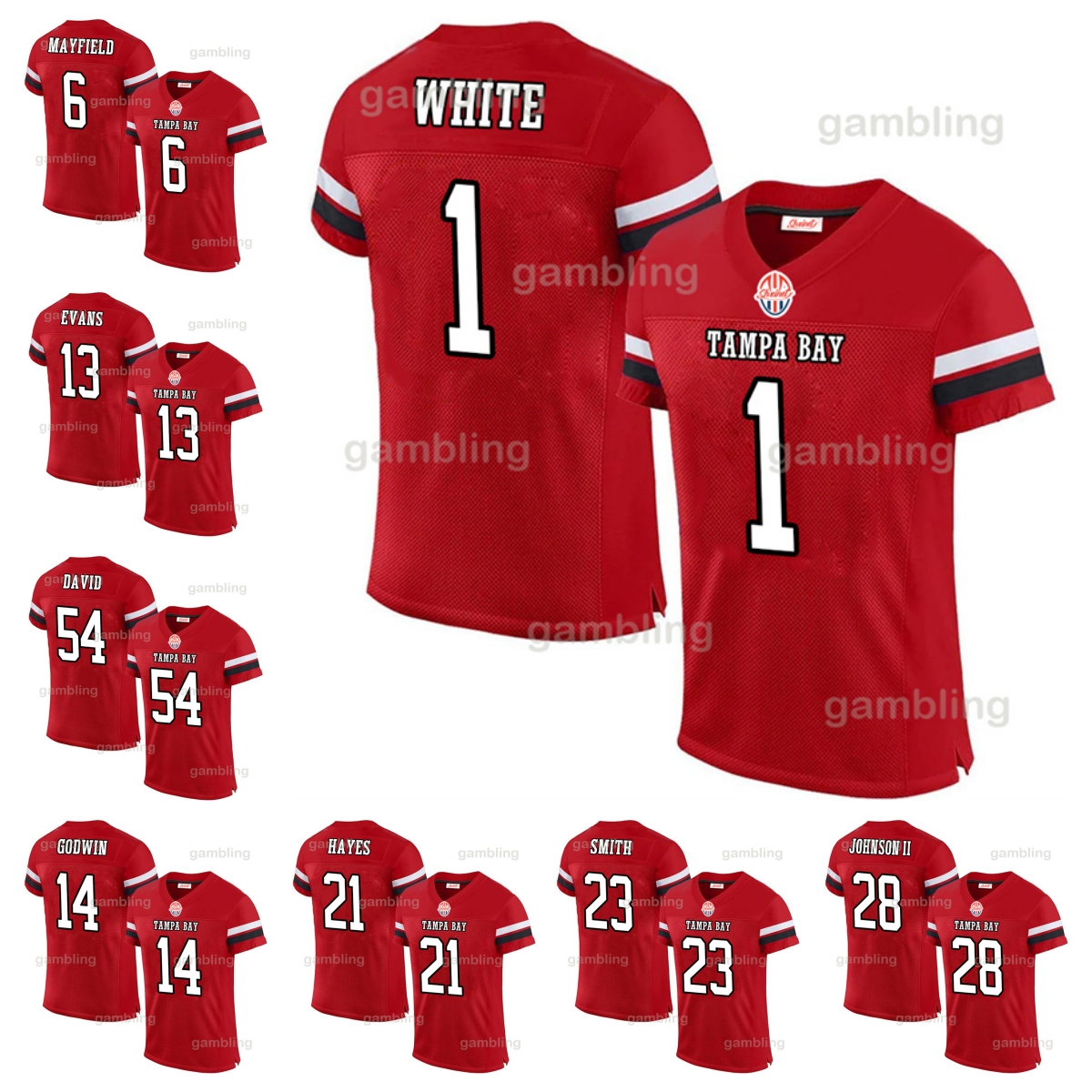 BakerMayfield Custom ed Jerseys Mens/Youth/Women 14 CHRIS GODWIN 13 Mike E 12 Tom Brady 25 LeSean Personalized with Name Number Football Jersey