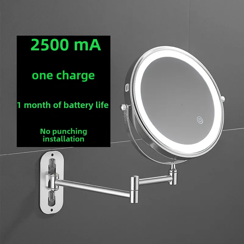 Bathroom luminous beauty mirror punchfree makeup LED with light foldableing telescopic magnifying el wallm 241024
