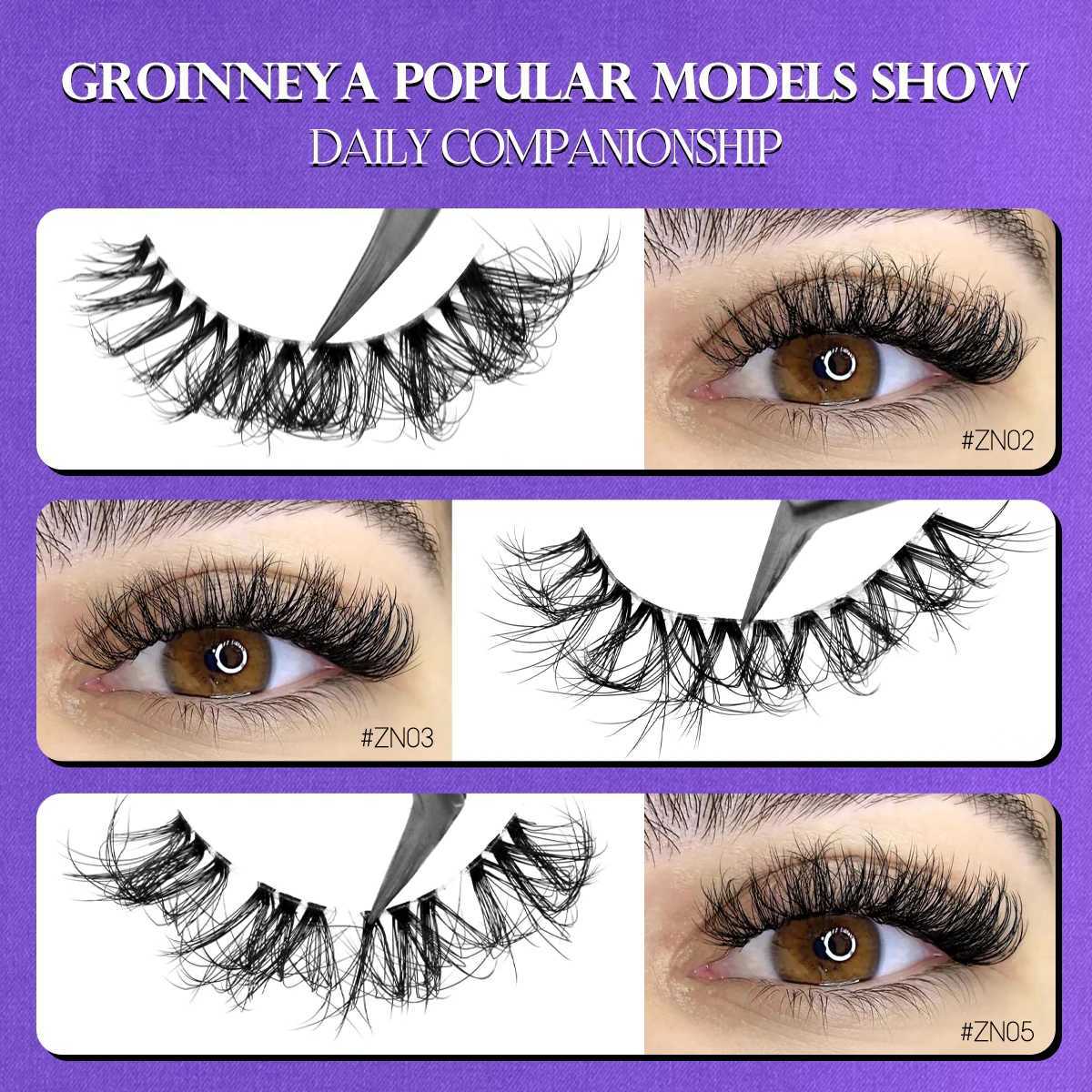 Groinneya Fluffy Eyelash 5/10 Natural False Eyelash Long Makeup Reusable 3D Curled Eyelash Extension EyelashW241024