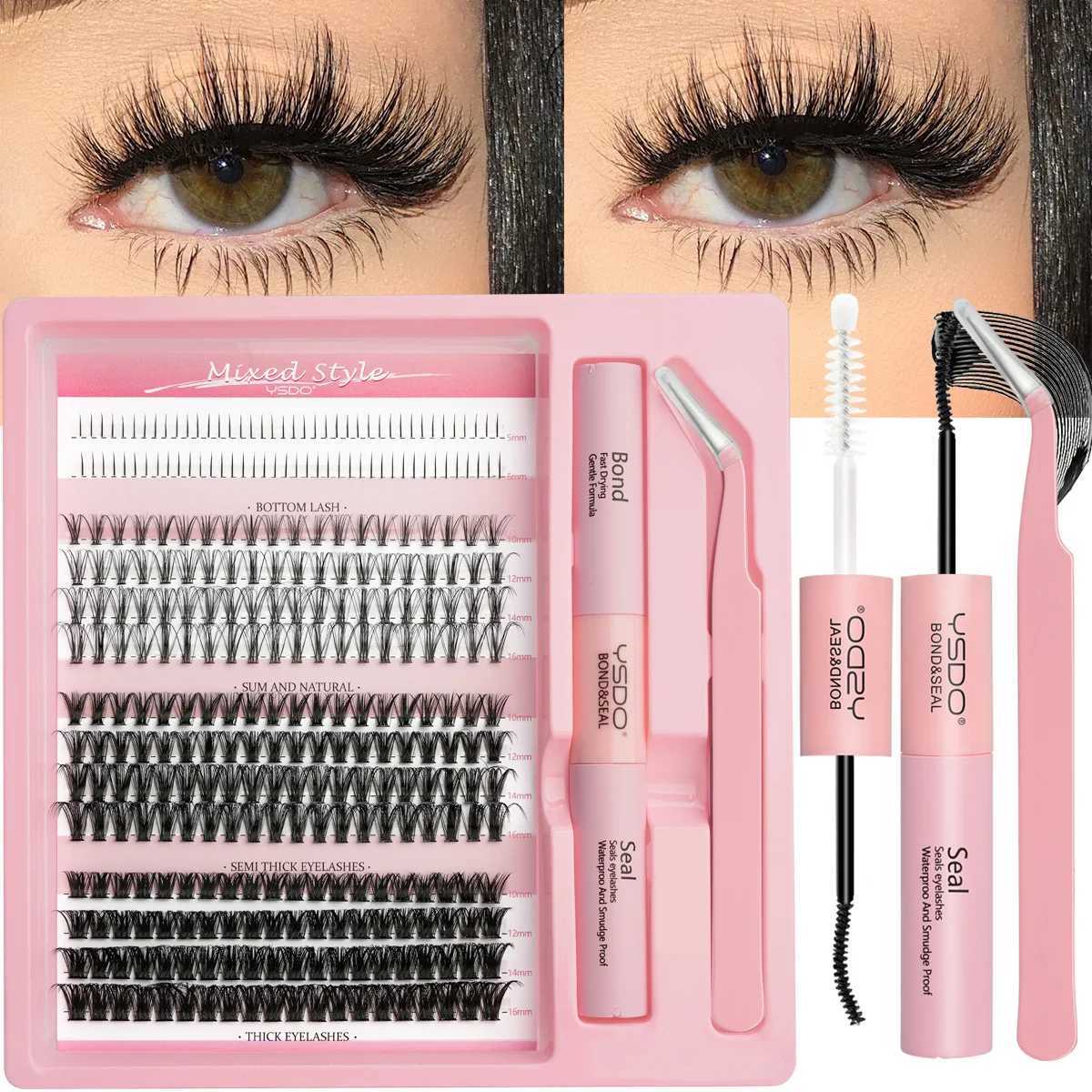 DIY eyelash kit cluster fluffy dramatic thick volume eyelashes natural eyelash bonding and sealing false eyelashes personal eyelash kitW241024