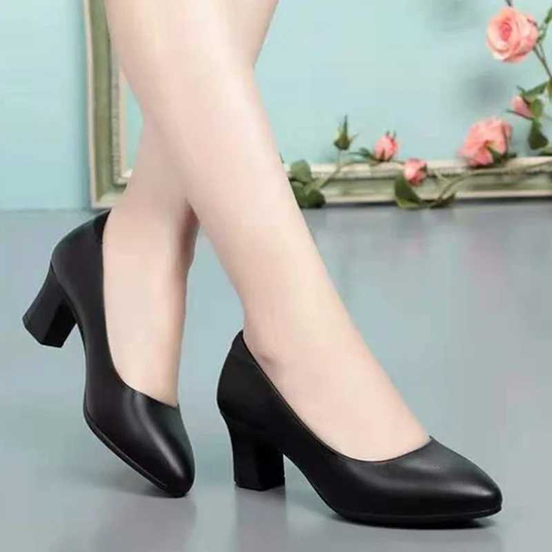 High Quality Womens Cute European Style Round Sole Black Pu Leather Square Sole Pump Womens Casual Wine Red Comfortable Summer Sole E6960 T241024