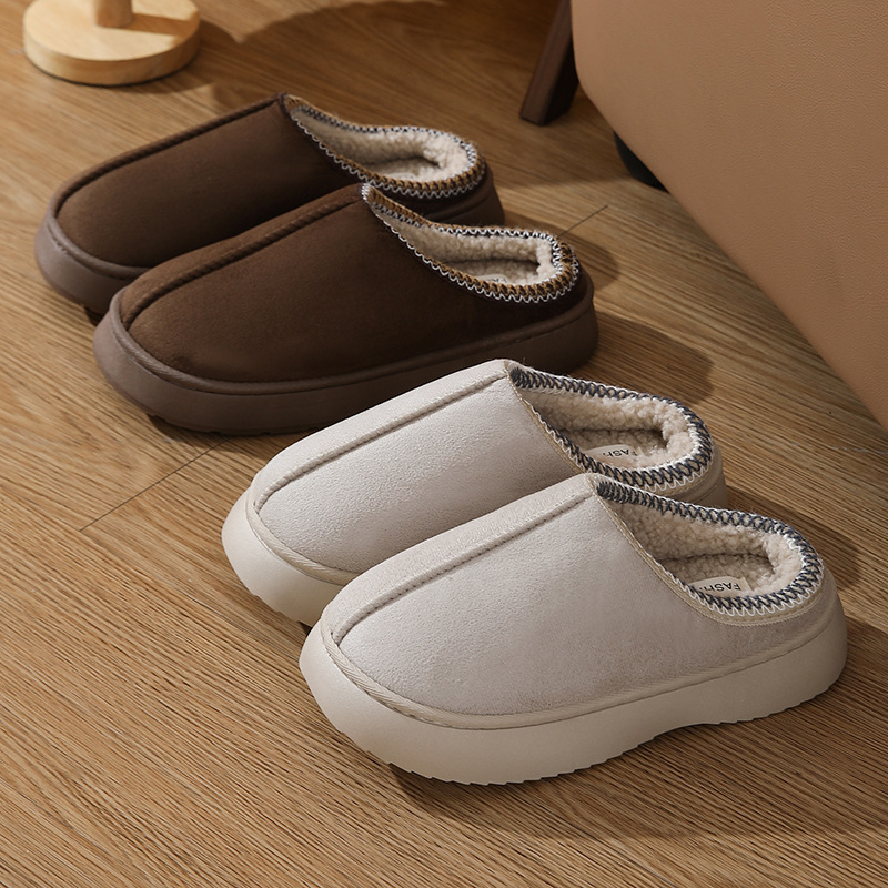 2024 new free shipping designer winter snow fur furry solid color velvet spliced slippers non slip lightweight warm cotton slippers for women
