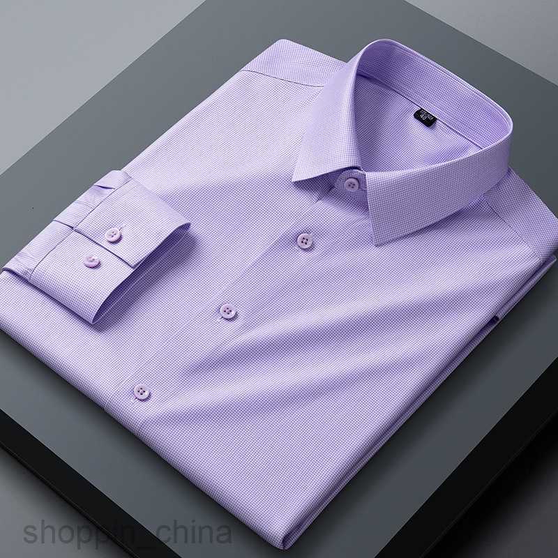 Men's Casual Shirts Bamboo Fiber Micro Elastic Shirt, Anti Wrinkle Long Sleeve Shirt for Middle and No Trace, No Ironing, Casual Men's Shirt