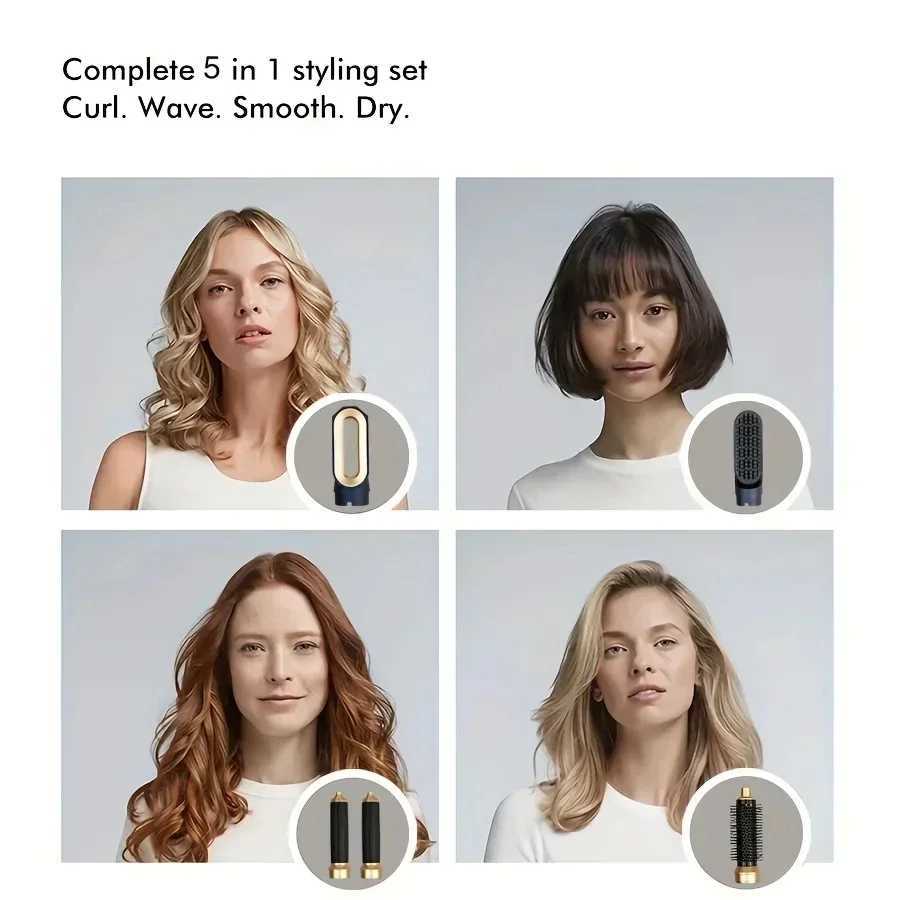 New 5-in-1 multifunctional stylist curling straightener with brush and multifunctional hair dryer suitable for family travel W241025