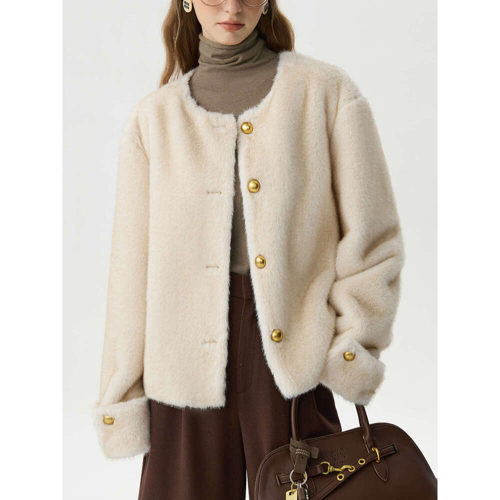 FSLE Cute Warm Coat Fashion Elegant For Women 2024 Winter New Design Short Versatile Chic Casual Female Jacket 24Fs14507