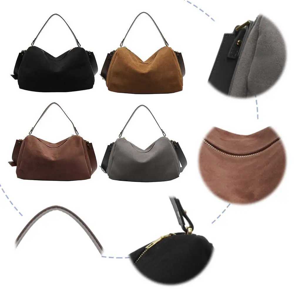 Women Suede Shoulder Bag Adjustable Strap Tote Large Capacity Crossbody Trendy Slouchy 241025