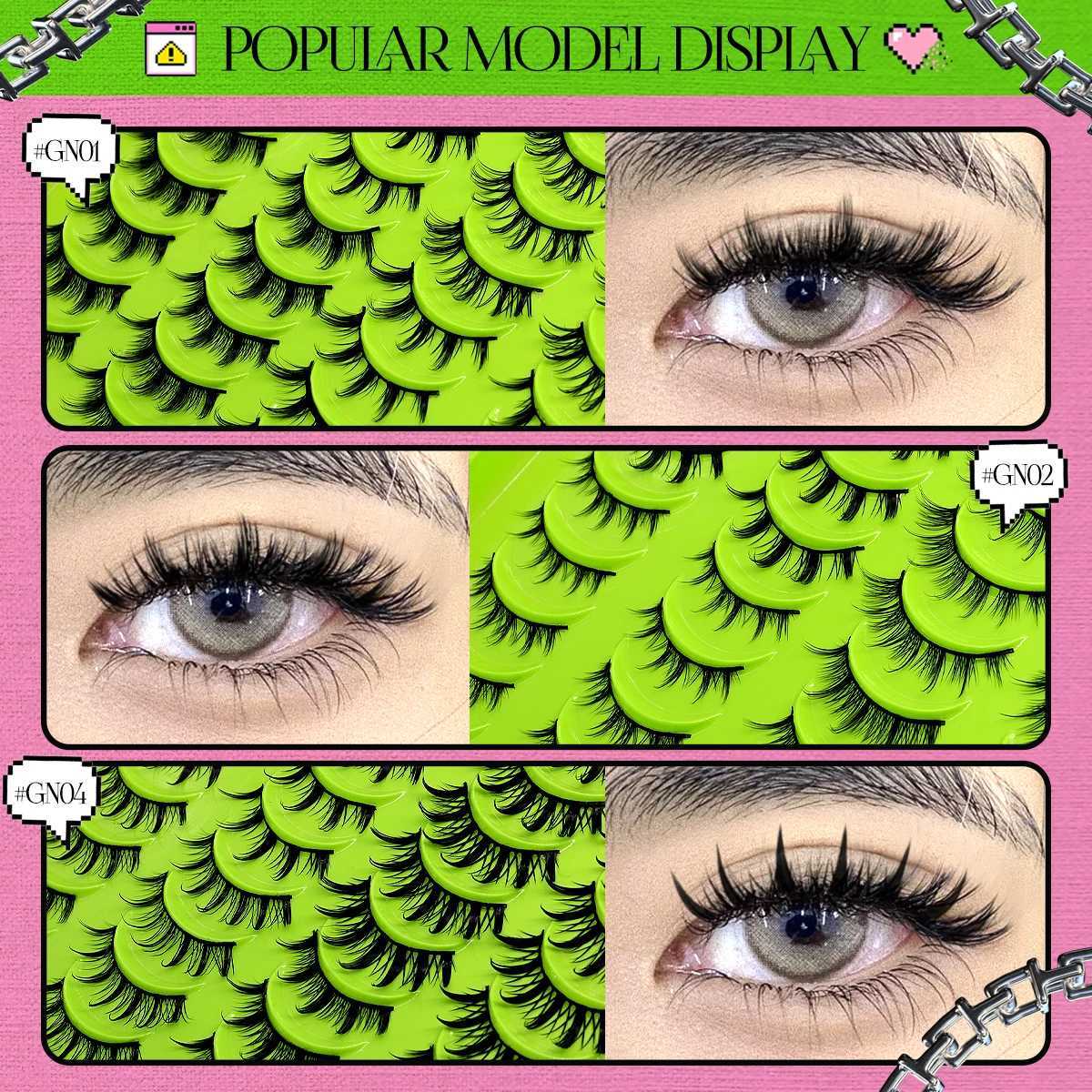 Groinneya Manga Eyelash 5/7/9/20 Double 3D Mink Natural Eyelash Soft Cross Wispy False Eyelash ExtensionW241024