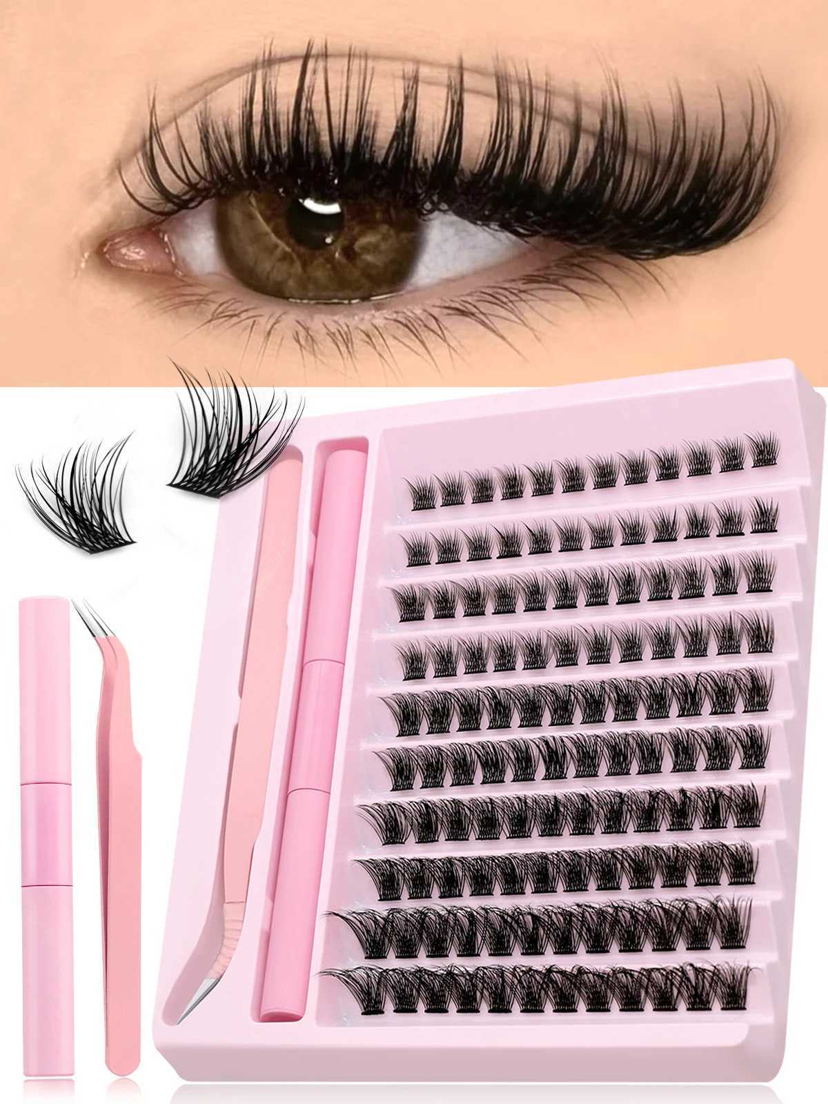 Groinneya Lash Clusters Kit DIY Lash Extensions Personal Lash Clusters with Appliance Lash Bond Seal Eyelash ExtensionW241024