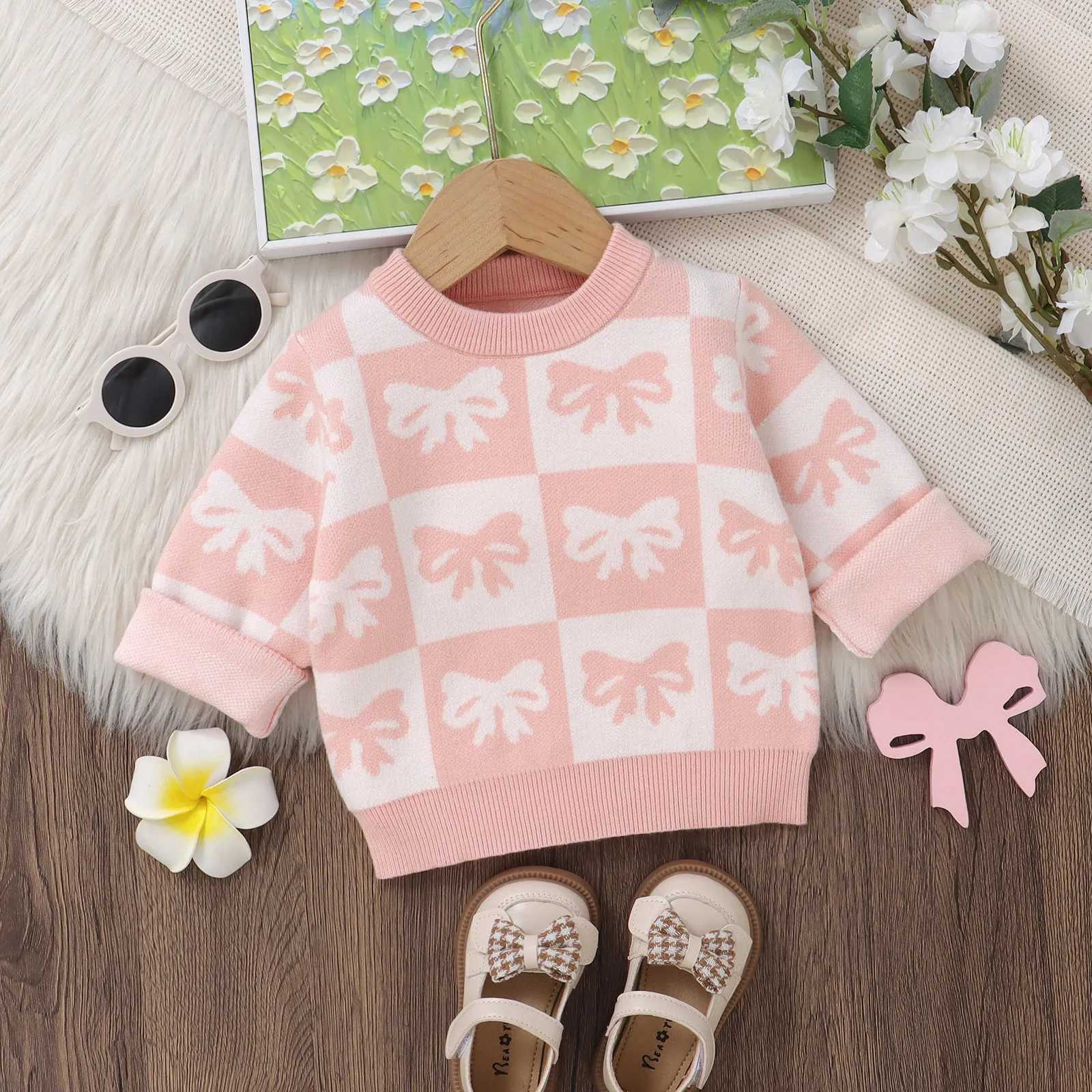 Baby boy girl knitted work collar sweater childrens pull-out sweater winter warmth 18 month old girl winter clothing W241025
