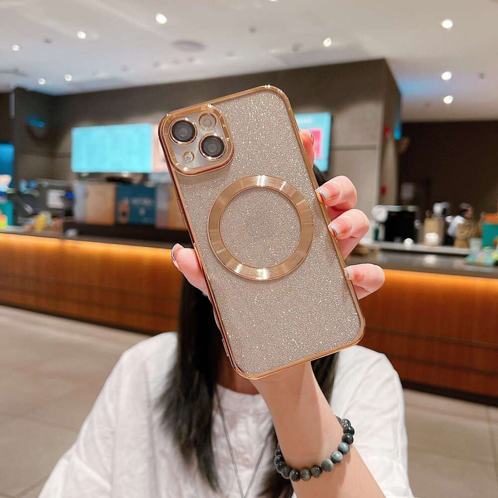 Suitable for iPhone 16 PROMAX phone Magsafe magnetic wireless charging plated with glitter powder soft case Apple 13