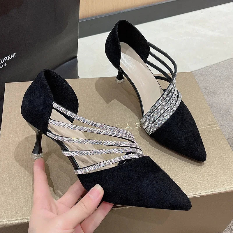 Womens High Heels Autumn High Heels Sandals Fashion Crystal Hollow Shoes Womens Dress Shoes Banquet Sexy Party Stiletto Shoes 241024