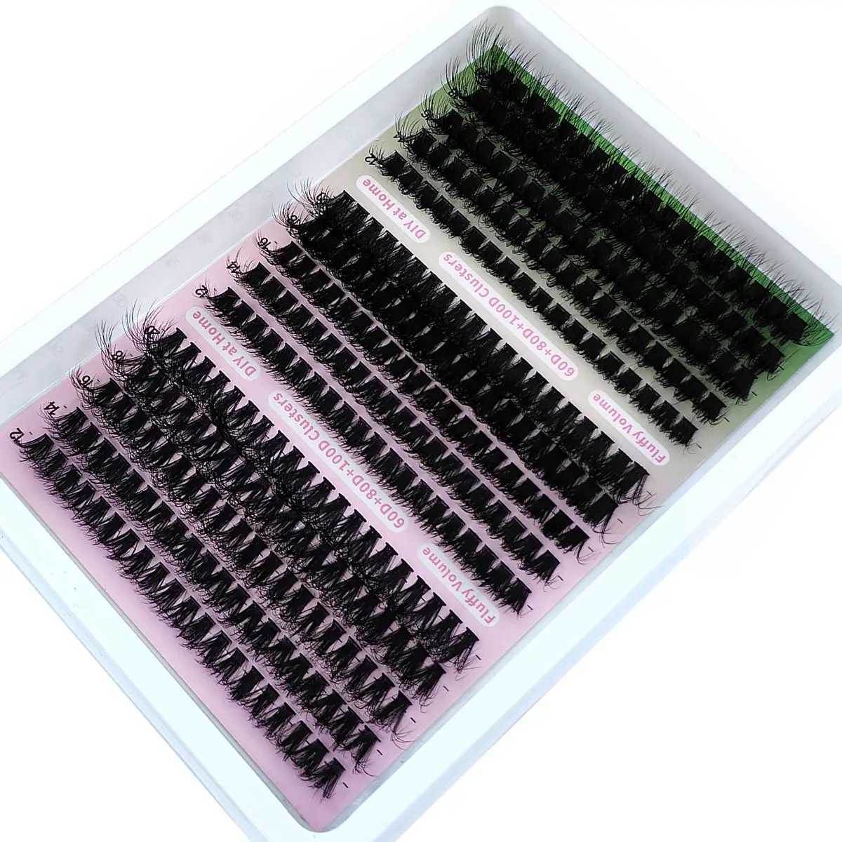 15 rows of fluffy eyelash clusters 60D+80D+100D natural thick eyelash clusters D/CC/DD curled personal eyelashes DIY eyelash extensionW241024