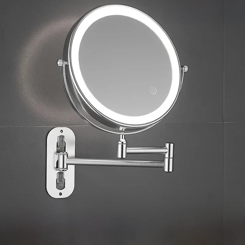 Bathroom luminous beauty mirror punchfree makeup LED with light foldableing telescopic magnifying el wallm 241024