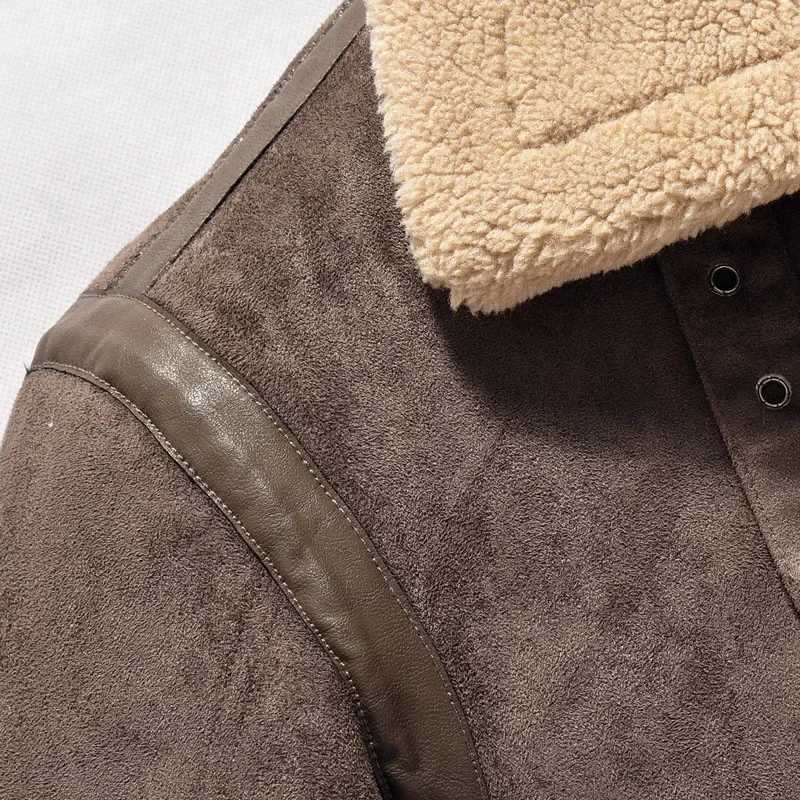 New personalized mens suede leather jacket for winter warmth artificial cashmere fur coat M-5XL jacket W241024