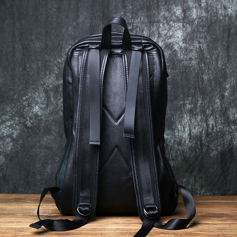 Leather Men's Backpack Natural Cowhide Large Capacity Travel Outdoor Schoolbag Business Computer Bag For 15 Inch Laptop