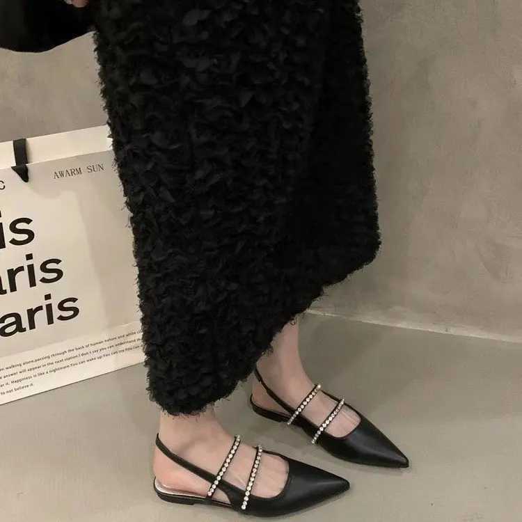 High Quality Sandals Womens Shallow Mouth Set Womens Beige Summer Dress New Original Low Black Girl Pointed Clear Comfort F T241024