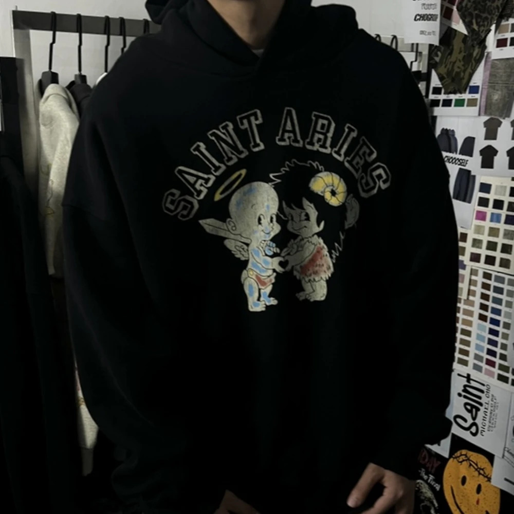 Frog Drift Fashion Streetwear Vintage Graphics Printed Pullover Casual Sweatshirt Loose Oversized Hoodies For Men Unisex 241021