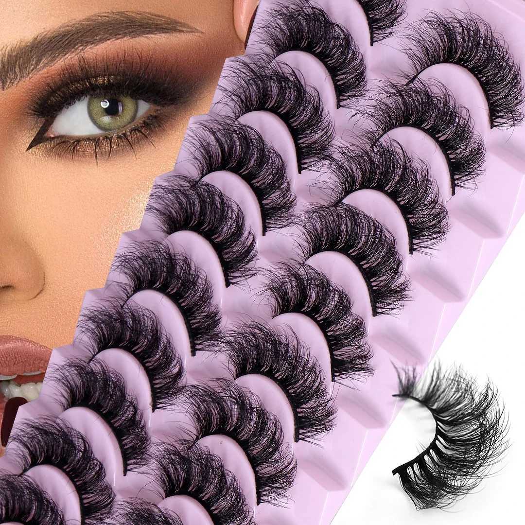 10 pairs of fluffy Russian striped eyelashes 3D false eyelashes makeup fluffy thick eyelashesW241024