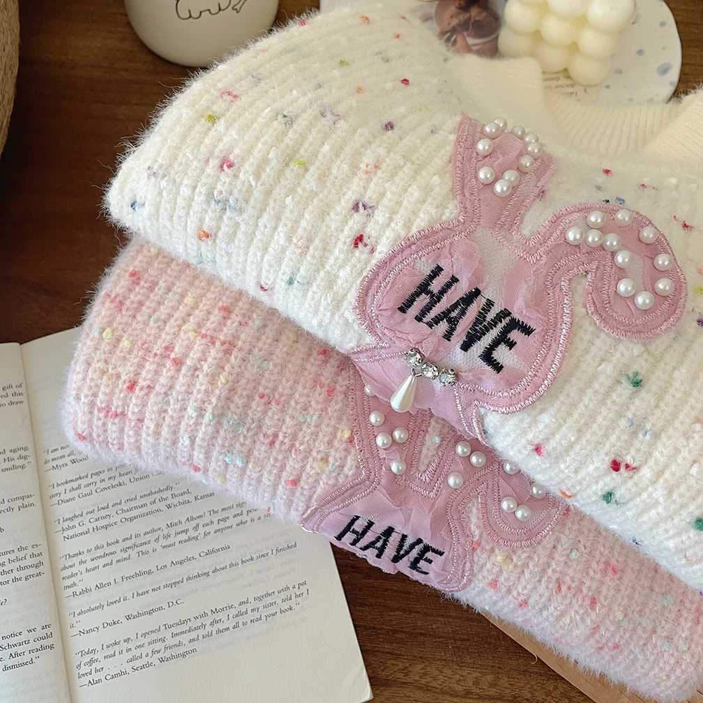 Cute Baby Sweater Autumn Winter Girl Cartoon Rabbit Knitted Zipper Warm Childrens Clothing Knitted Long Sleeve Turtle Neck W241025