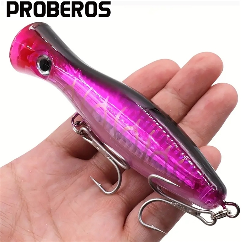 PROBEROS 1pc 13cm 43g Popper Fishing Lure Hard Artificial Bait with 2 Treble Hooks Carp Lures WobblerLuya bait y241024