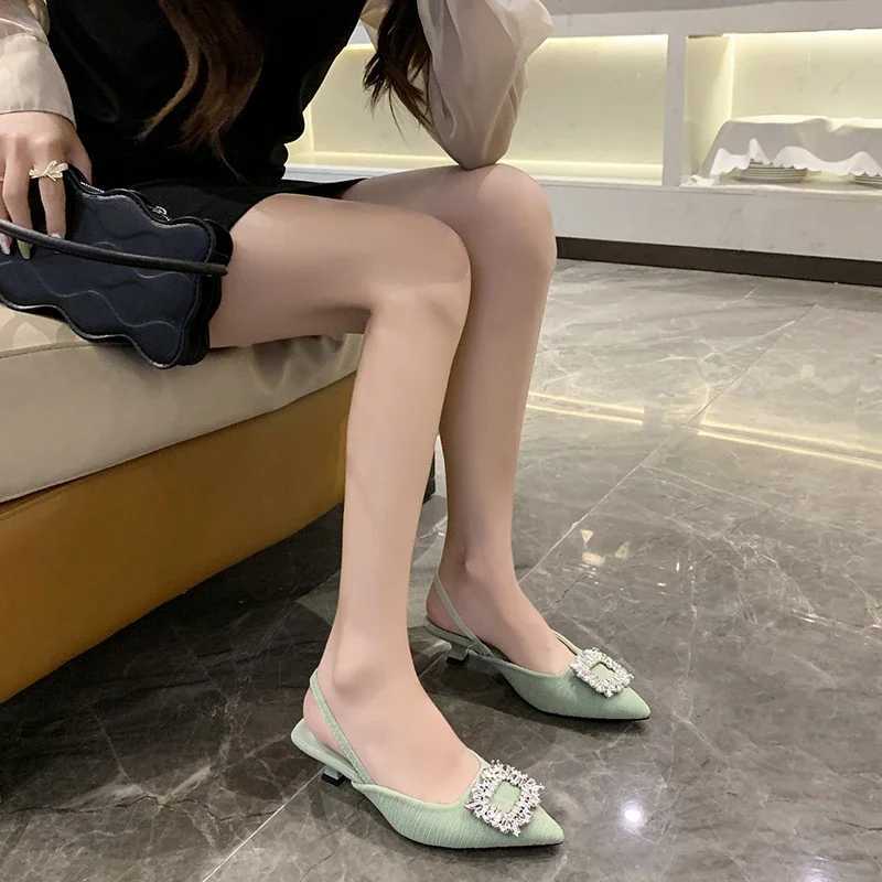 High Quality Womens shoe sales new womens pump summer fine high heels womens sandals elegant dot toe shallow mouth black high heels T241024