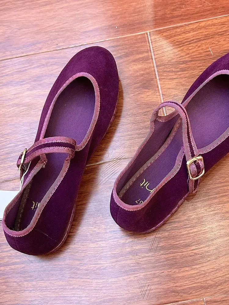 Elegant Mary Janes flat shoes womens black buckle shoulder strap light casual ballet shoes womens spring/summer canvas shoes 2024 241024