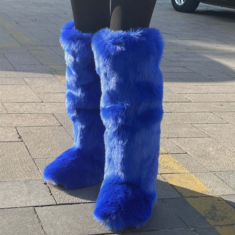 New Woman High Over-The-Knee Fur Snow Women's Fashion Warm Wool-Like Plus Veet Padded Winter Boots