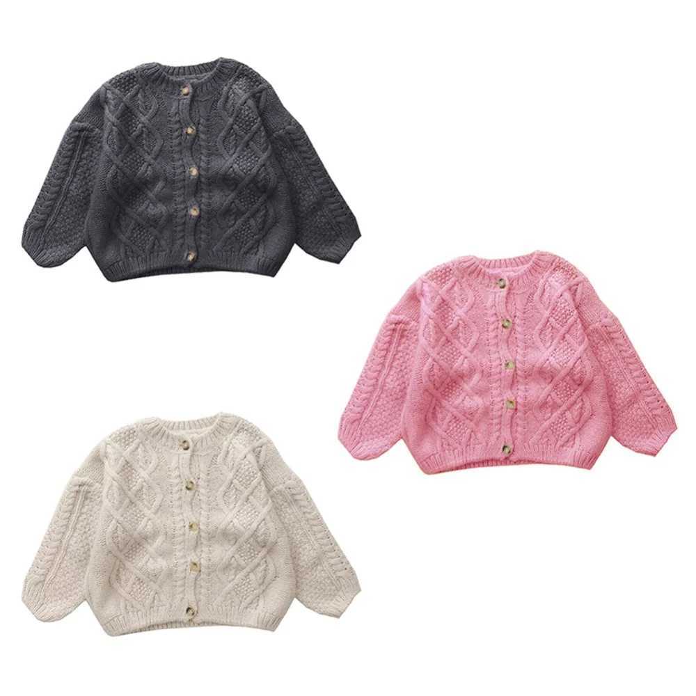 Autumn and winter girls cardigan wool sweater Korean style childrens retro knitted sweater childrens girls thick cardigan wool sweater W241025