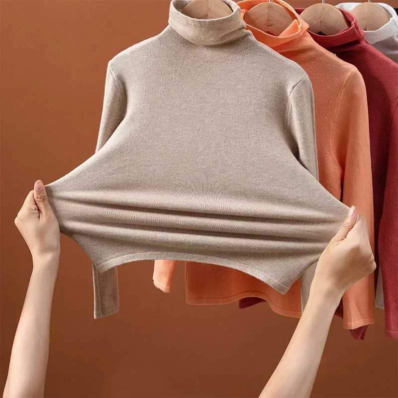 Childrens semi high neck sweater autumn winter underwear 2024 boys and girls underwear inner long sleeved childrens top W241025
