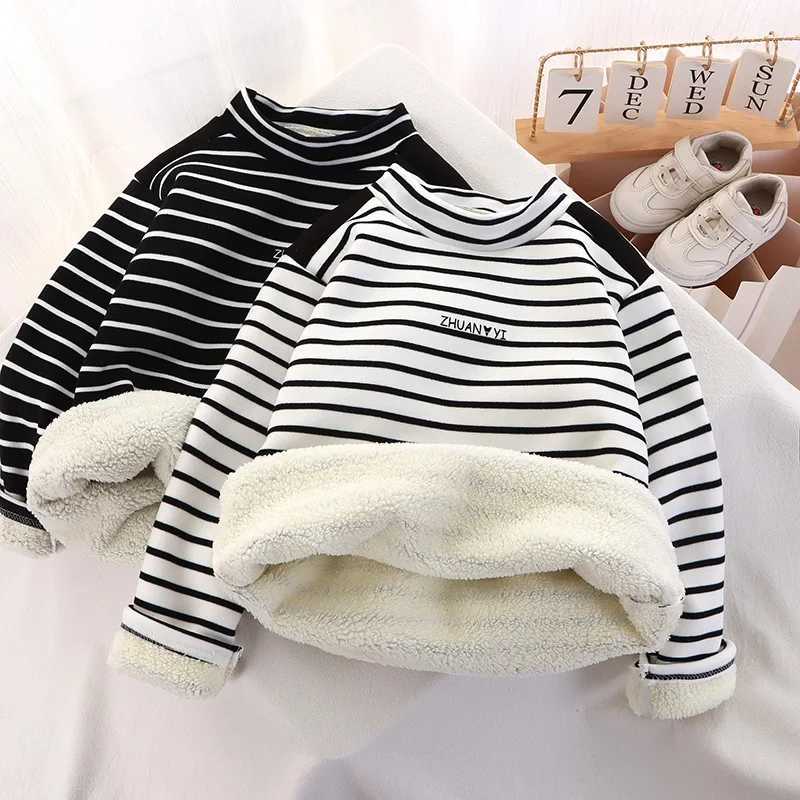 New Girl Apron Bottom Shirt Boy Striped Turtle Neck Parachute Autumn Children Warm Fashion Casual Long Sleeve Sweater W241025