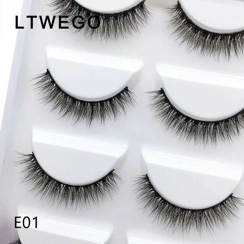 LTWEGO 5 pairs of fluffy artificial mint eyelashes natural long holiday eyelash extension hand rolled 3D eyelash makeupW241024